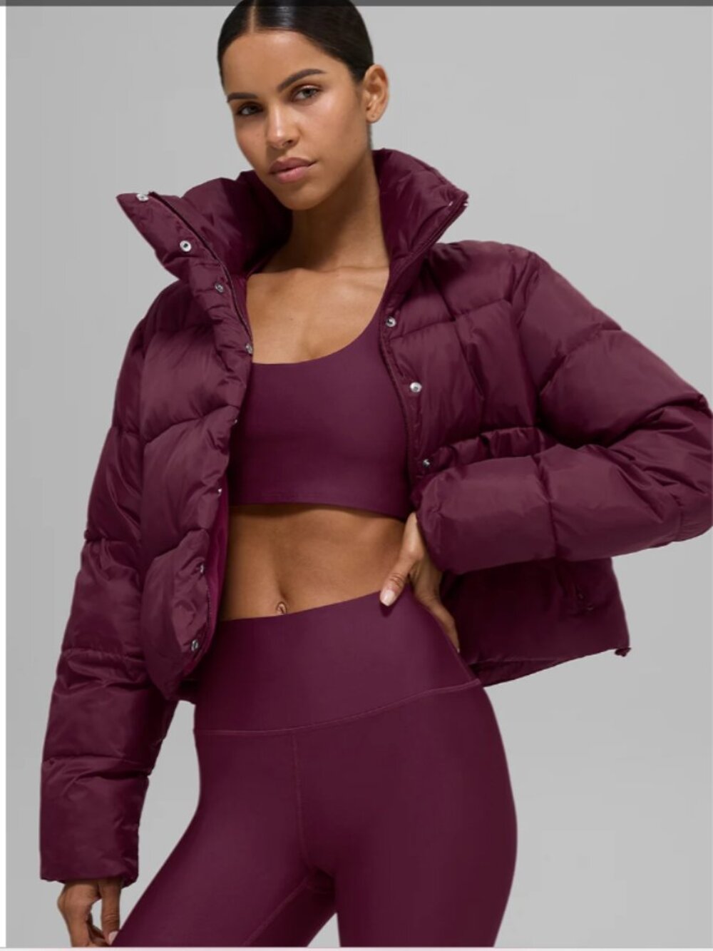 ALO Yoga Gold Rush Puffer Jacket Burgundy Size Small NWT